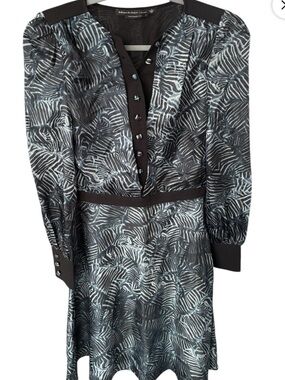 Mackage Black and Gray Zebra-Print Long Sleeve Dress